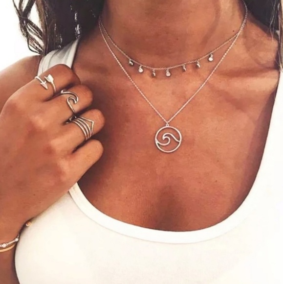 Giuliana + Madison Jewelry - BOGO Ocean Necklace Wave Sea Silver NWT Swim